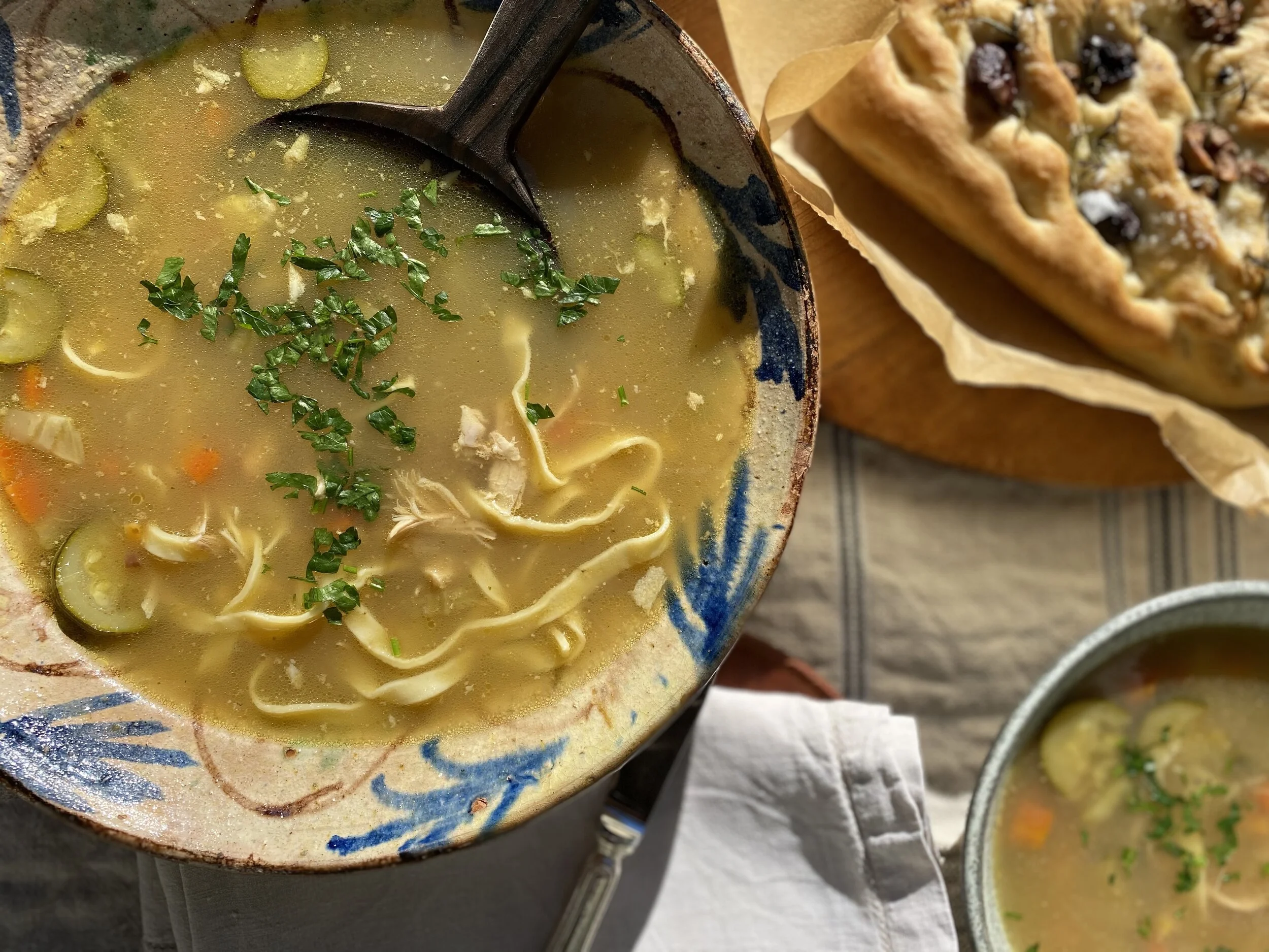 Classic Chicken Soup, Sicilian Focaccia and inspiration from a modernist beach house 