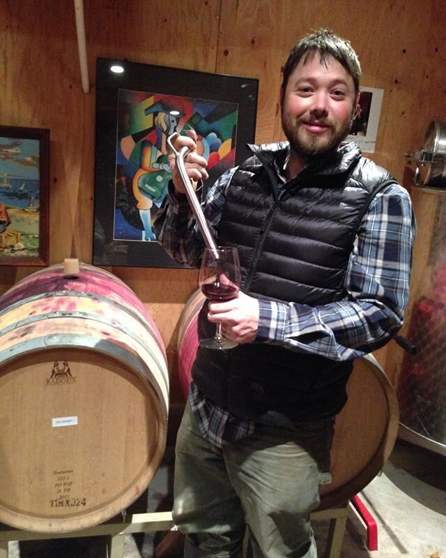 Winemaker Dan checking into the vintage!!