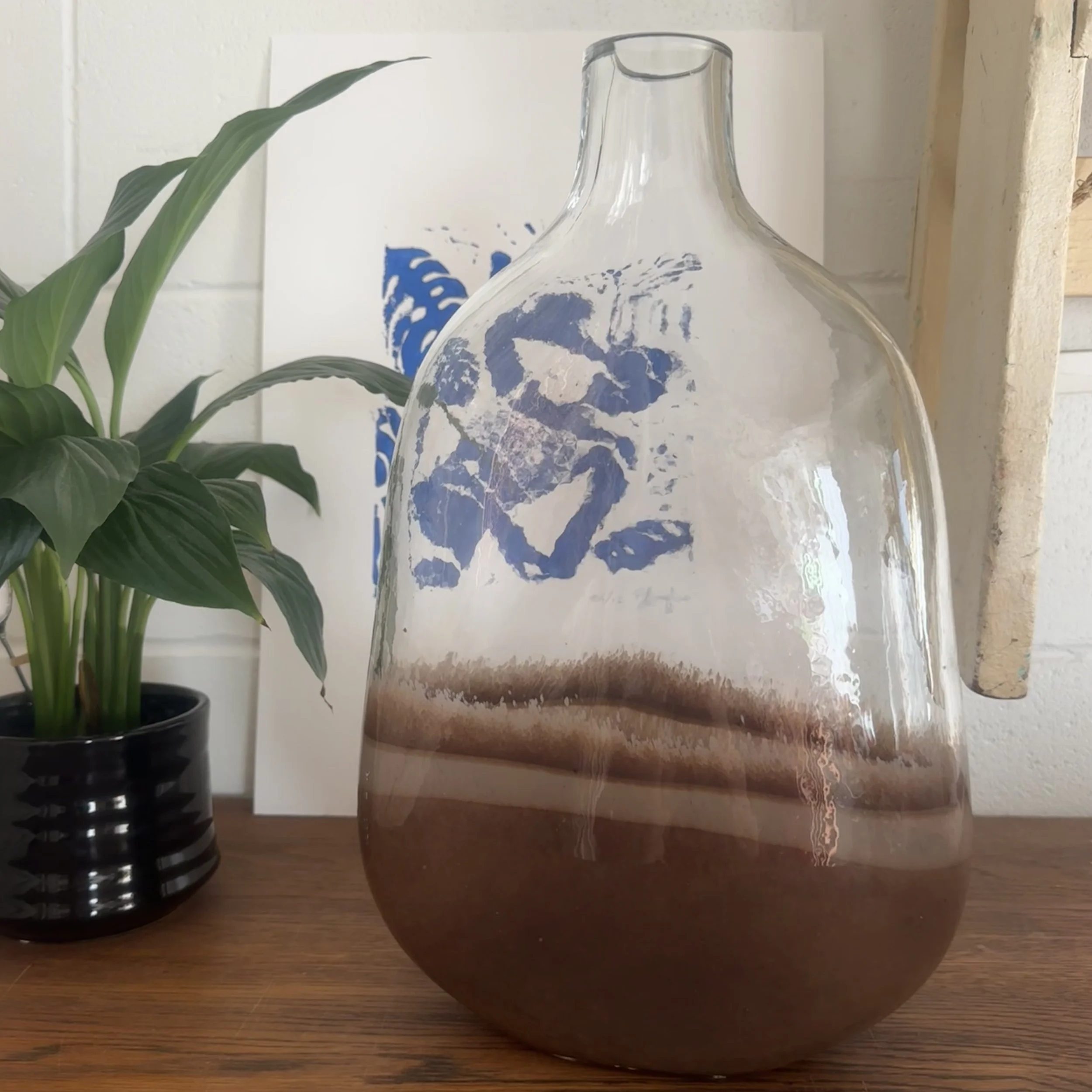 Hand-Blown Earth-Tone Glass Vase
