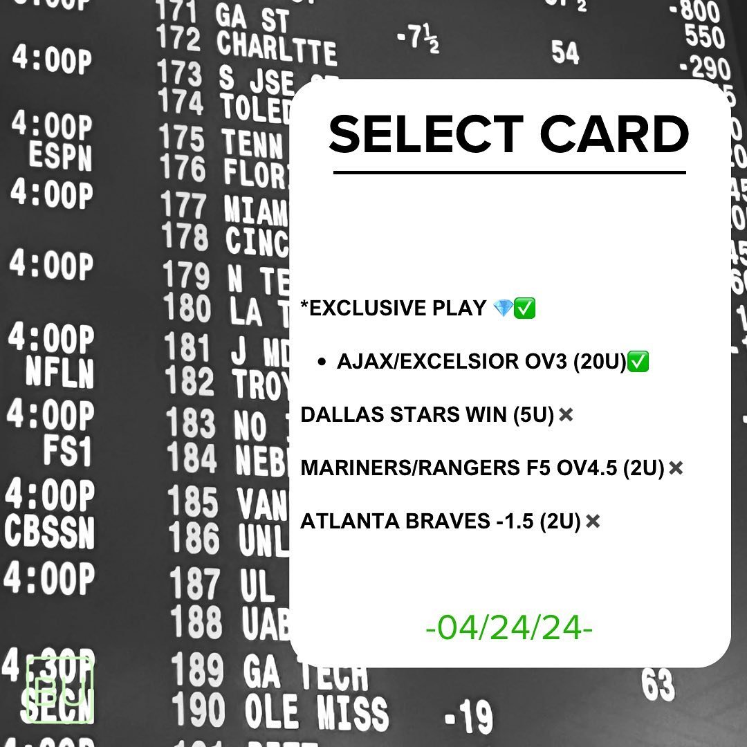 04/24 SELECT.  PLAY OF THE YEAR MONSTER EXCLUSIVE PLAY WINNER - AJAX/EXCELSIOR OV 3 GOALS💰✅
