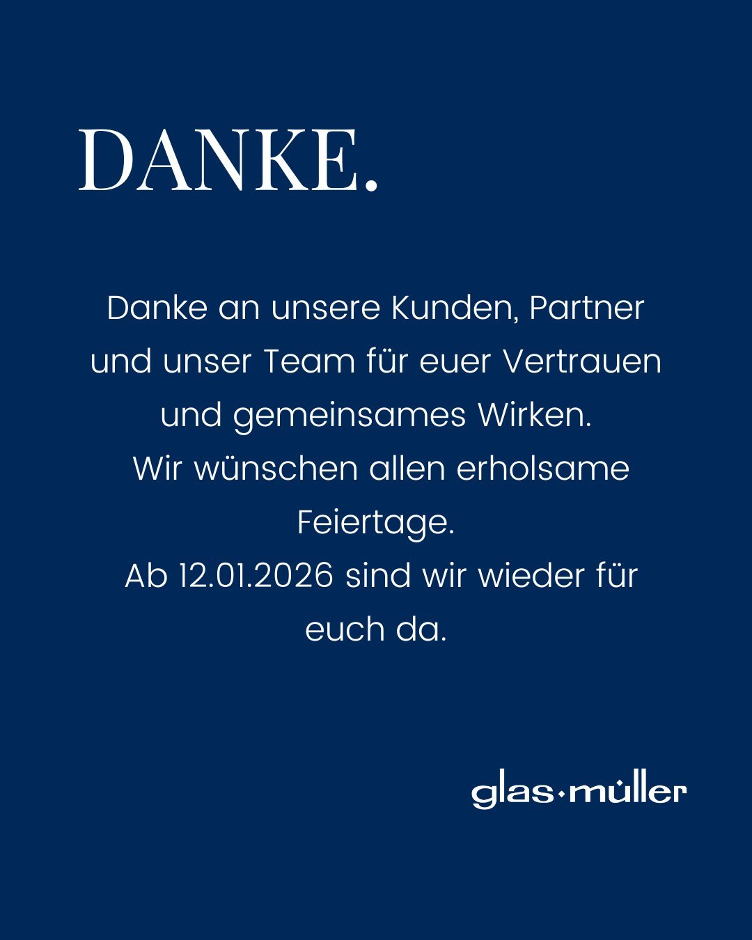 Wir m&ouml;chten uns bei unseren tollen Kunden, verl&auml;sslichen Partnern und unserem gro&szlig;artigen Team bedanken.
Euer Vertrauen erm&ouml;glicht es uns, Projekte so umzusetzen, wie wir es leben: mit Freude an der Arbeit, guten Gespr&auml;chen,
