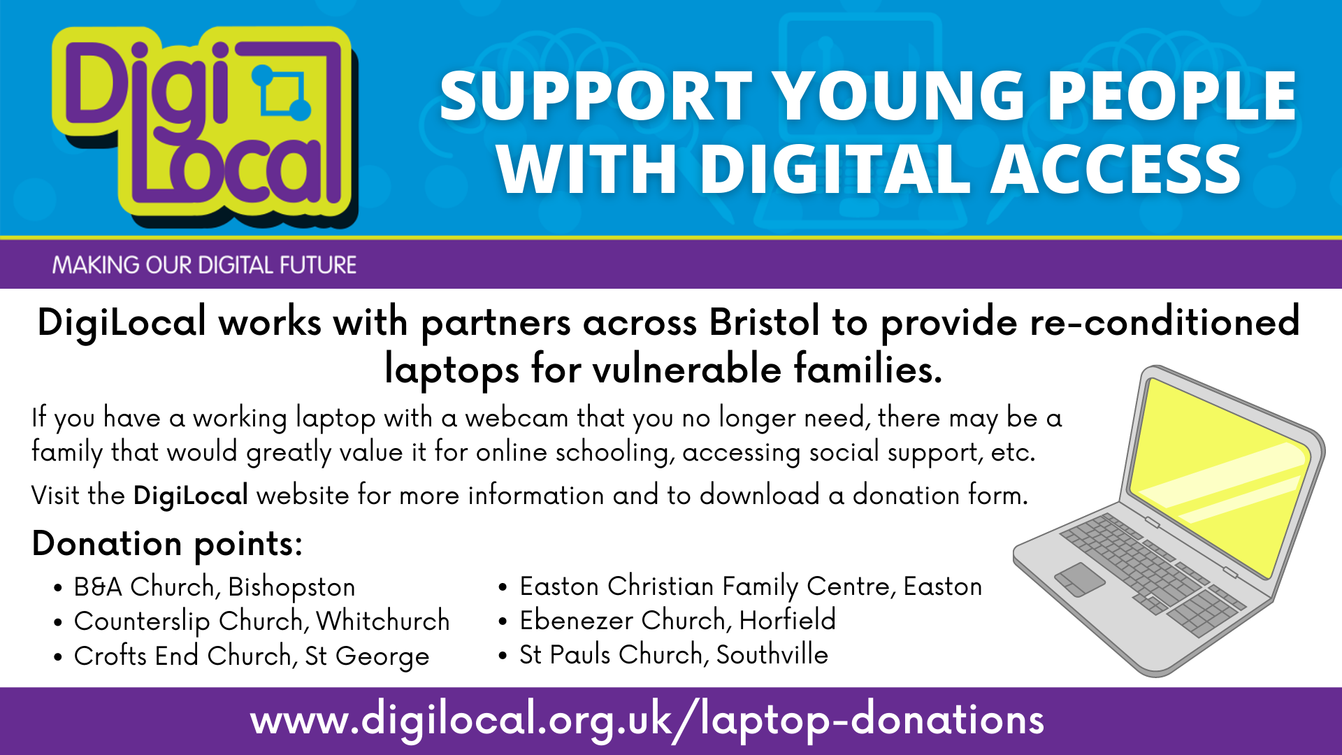 Donate your old laptops — Ebenezer Church