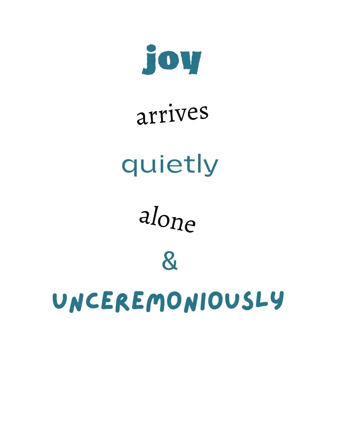 Little thought of the day 💭

Do you miss joy because it just comes and goes without making a big deal. It's such an understated emotion that gets missed amongst the hurricane of anger, sadness and anxiety. It was a long time ago that I read this in 