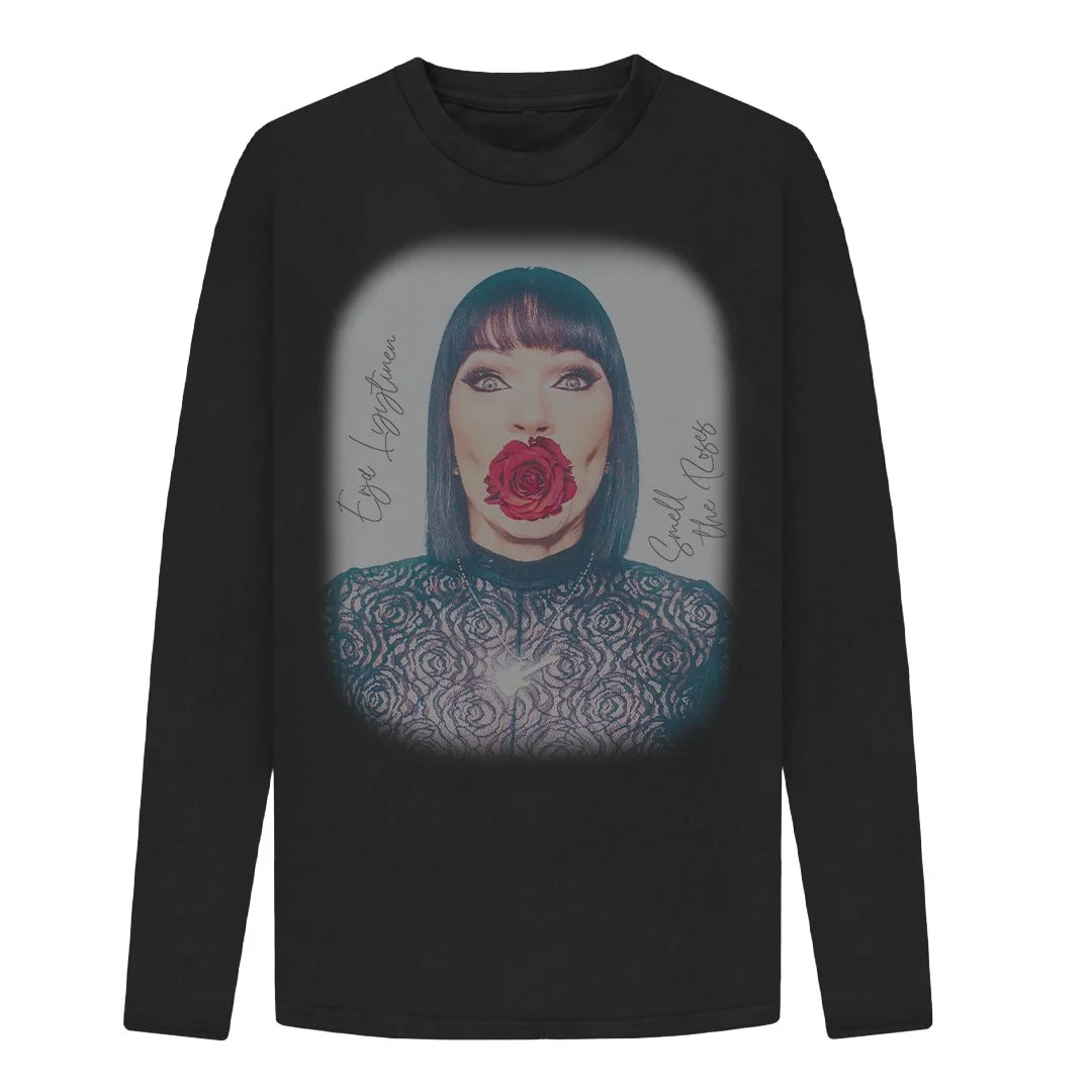 Smell the Roses Long Sleeve T-shirt Black