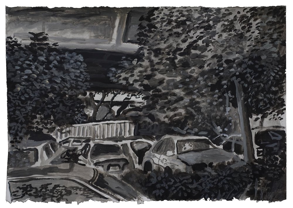 Study of Abandoned Cars Amid Vegetation_2025_Acrylic and watercolour on paper_20.5 × 29.5 cm copy.JPG