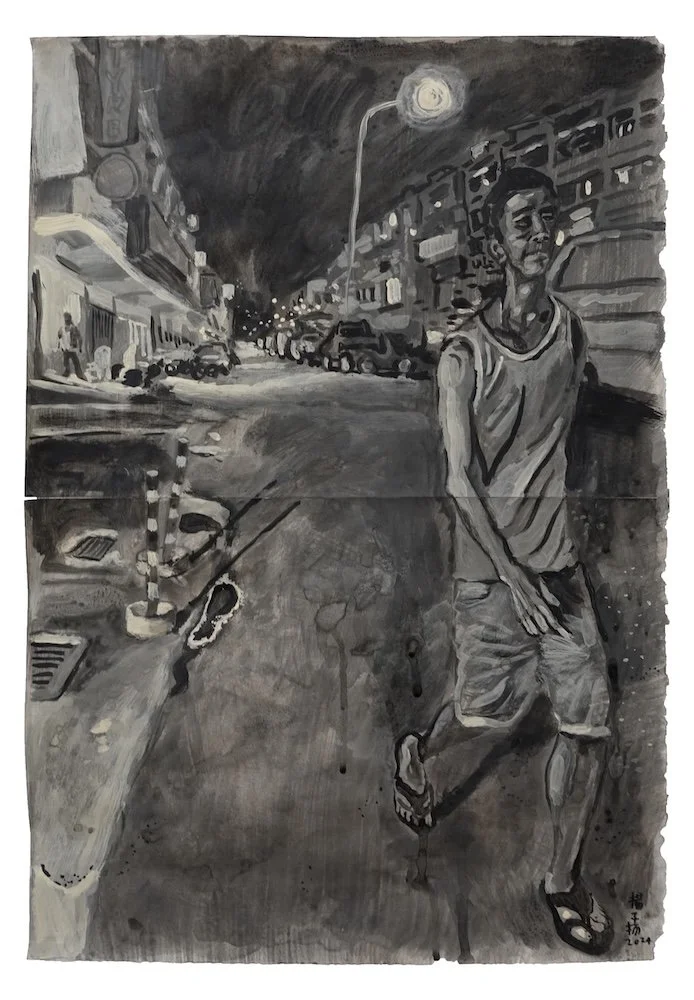 Man Walking Down The Street After Dark_2024_Acrylic on paper_59 × 40.5 cm copy.jpg