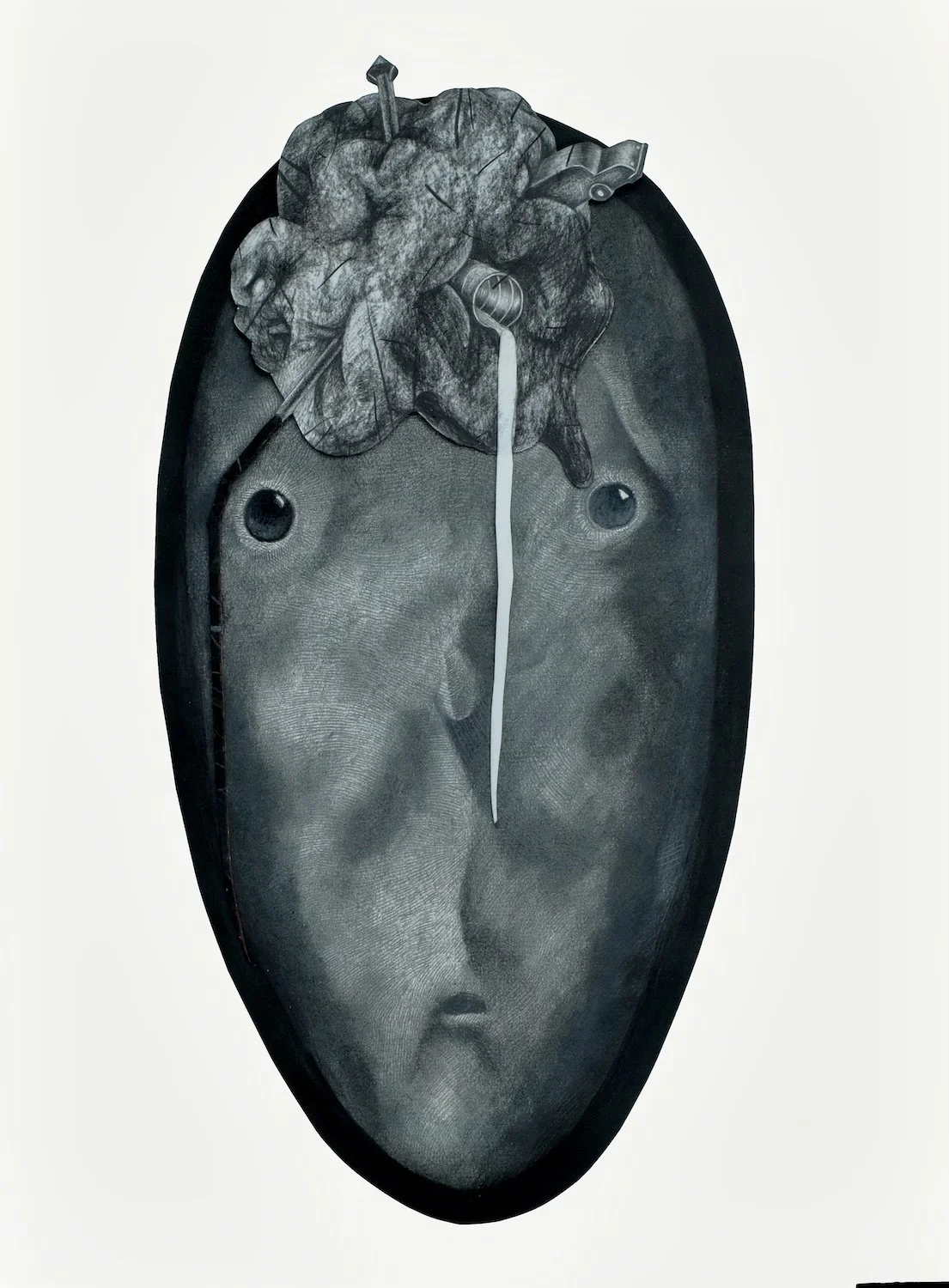 adulteration, 49 x 25 cm, charcoal, softpastel, pencil, aluminum on paper, 2026.jpg