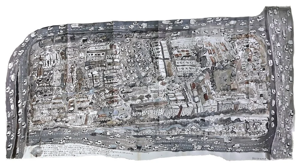 Map of Pandan Jaya_2024_Watercolour, acrylic and putty on paper_98.5 × 185 cm copy.jpg