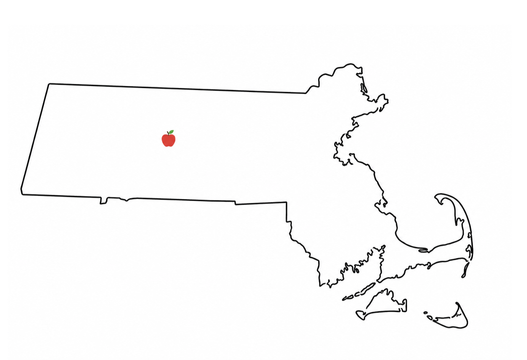 Map of Massachusetts with location of New Salem