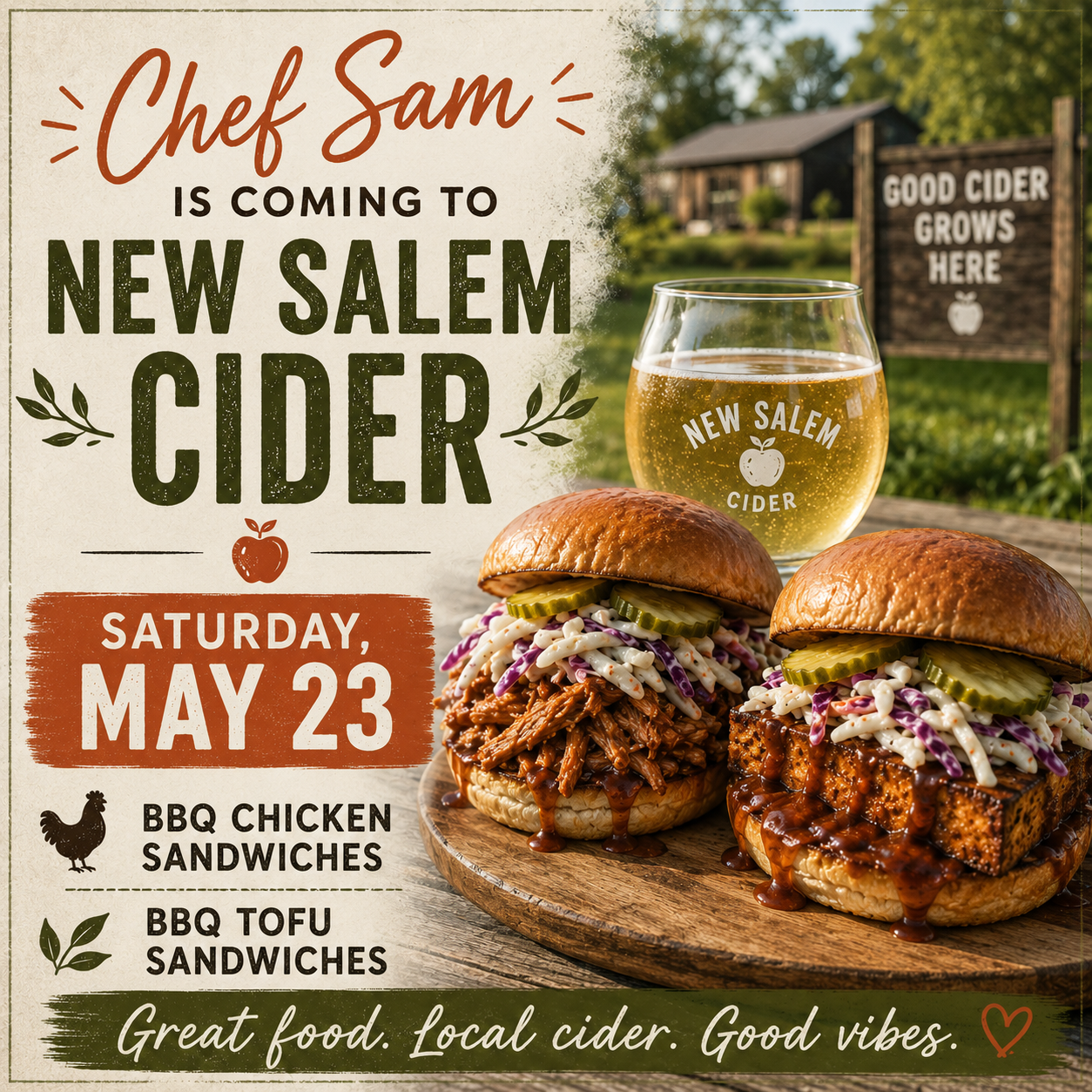 Chef Sam BBQ Pop-Up at New Salem Cider