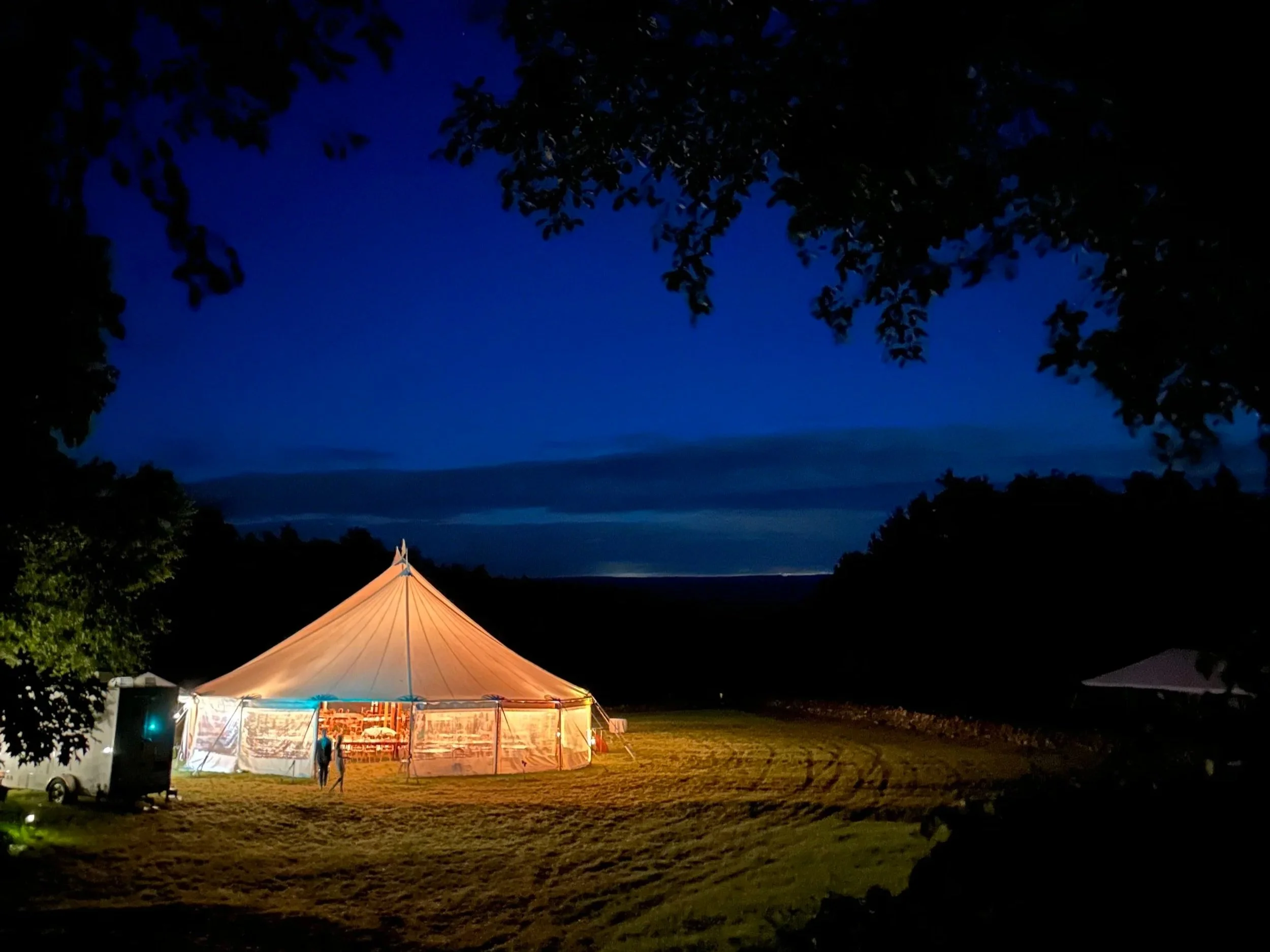 Outdoor orchard wedding venue in New Salem Massachusetts with Quabbin Reservoir views