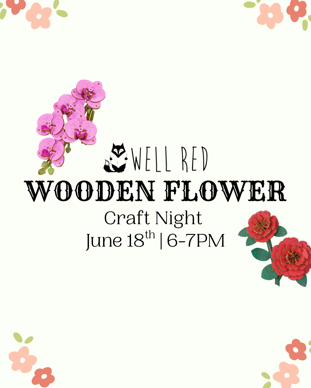 Wooden Flowers Craft Night