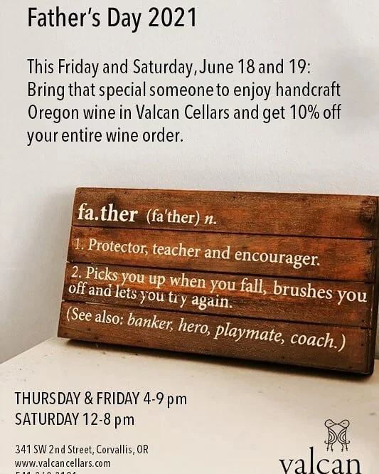 Bring that special someone in your life to celebrate Father's Day with award winning handcraft wines on the @valcancellars patio this weekend.
#fathersday #familyowned #fathersdaygifts #father #familywinery #smallbusiness #localbusiness #localwine #h