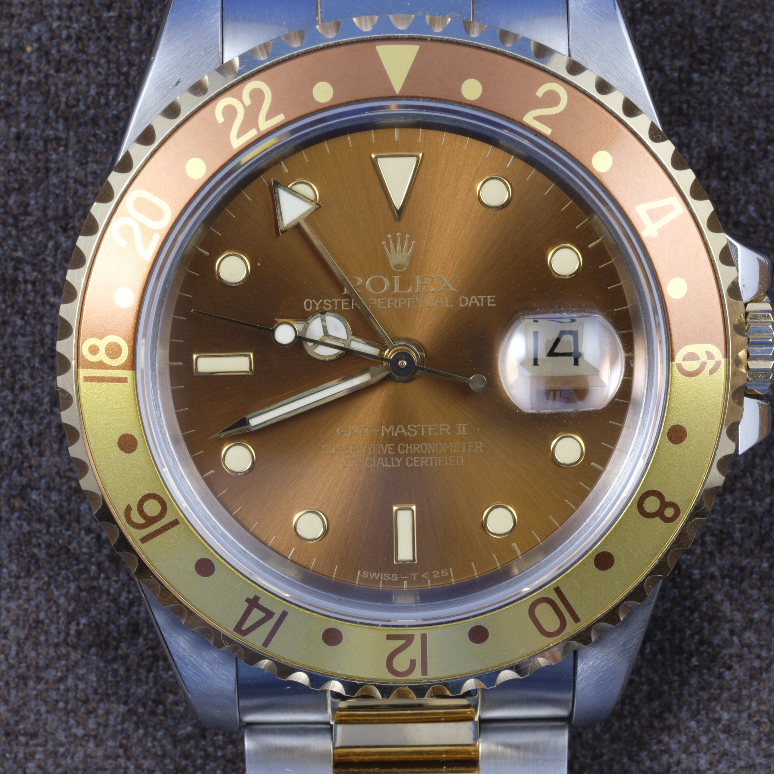 GMT Master 16713 SS/18K Root Beer Dial — Wind Set Wear