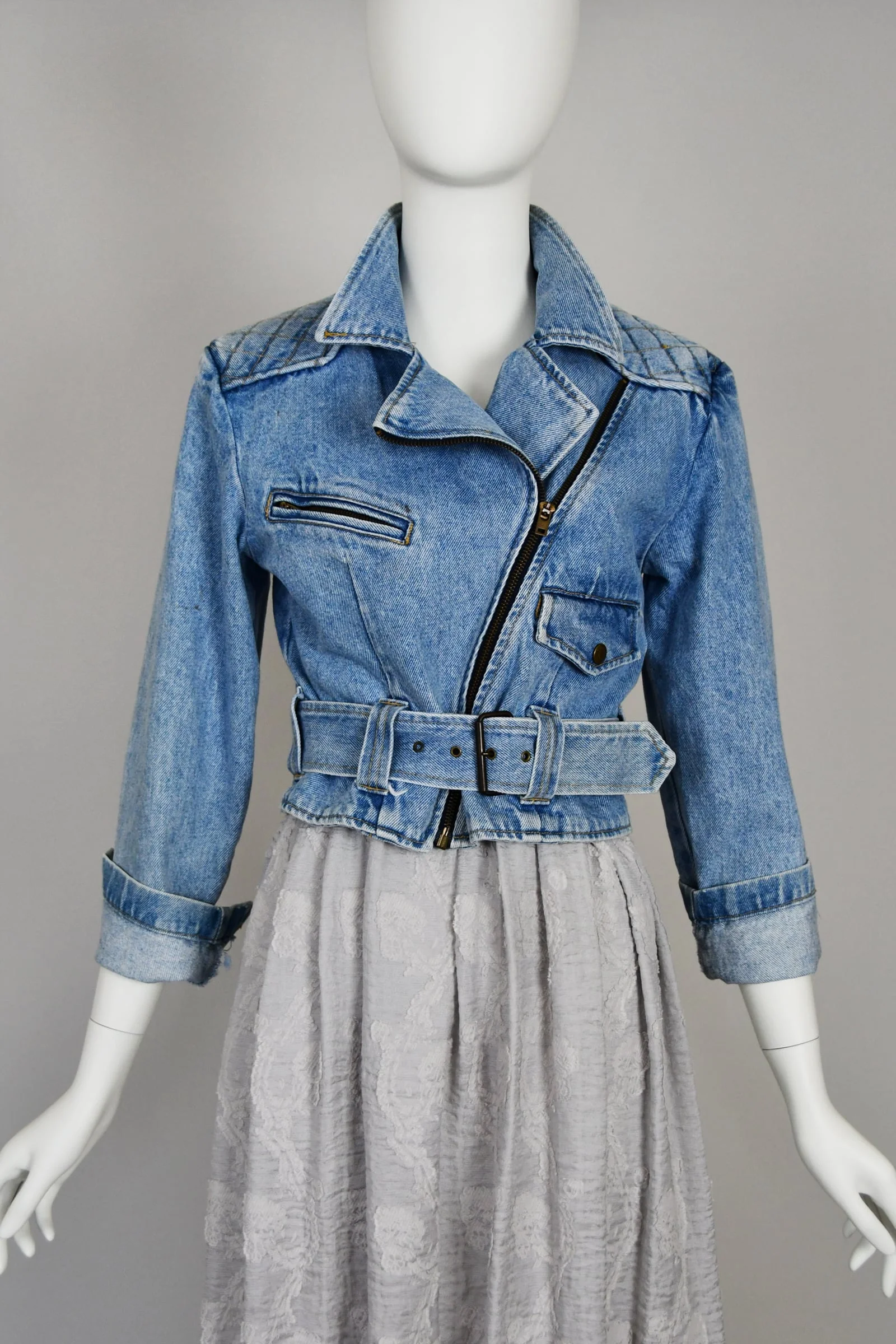 Guess Vintage Denim Moto Jacket (S)