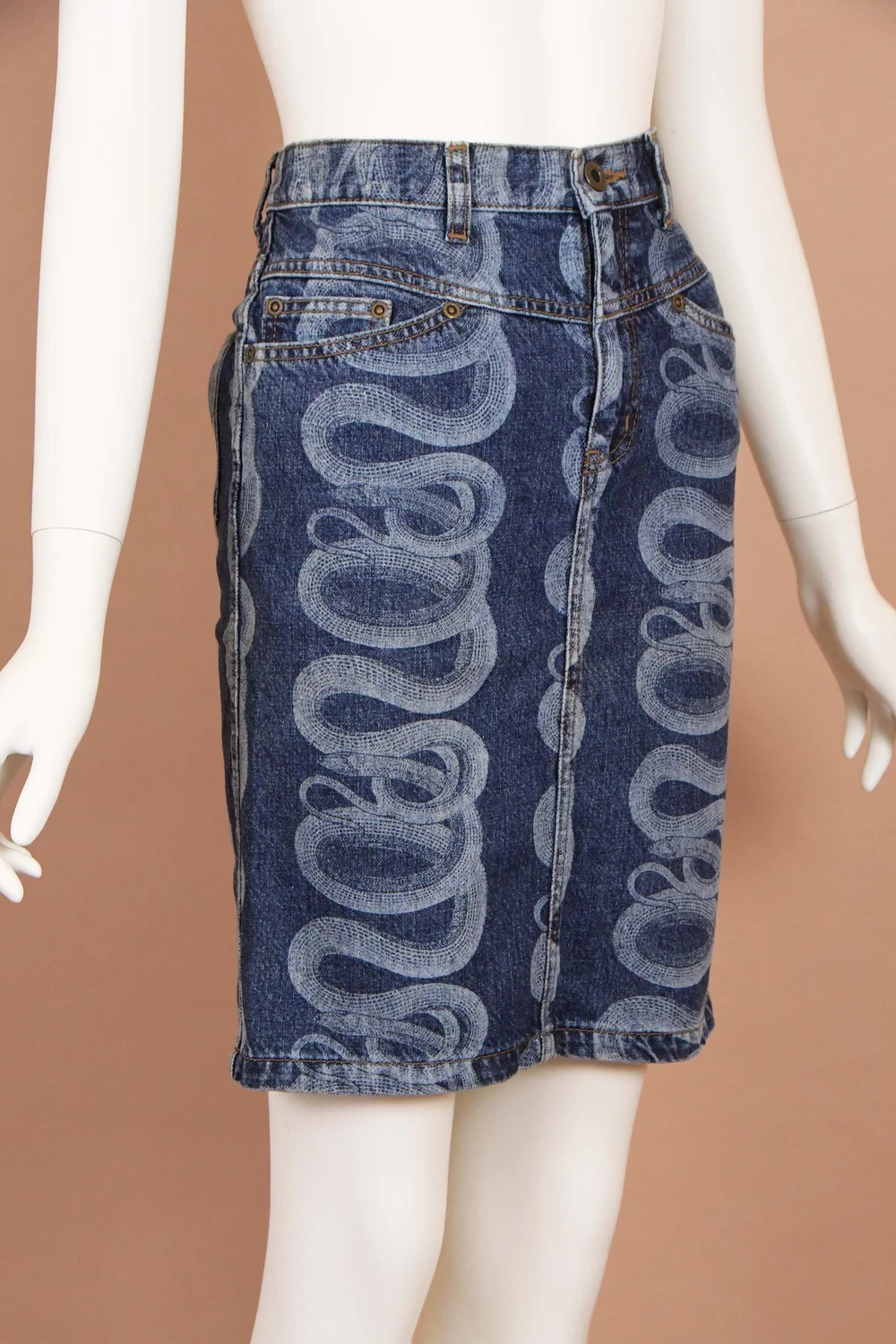 Hysteric Glamour Iconic 90s Snake Print Denim Skirt (XS/S) — Boontique 