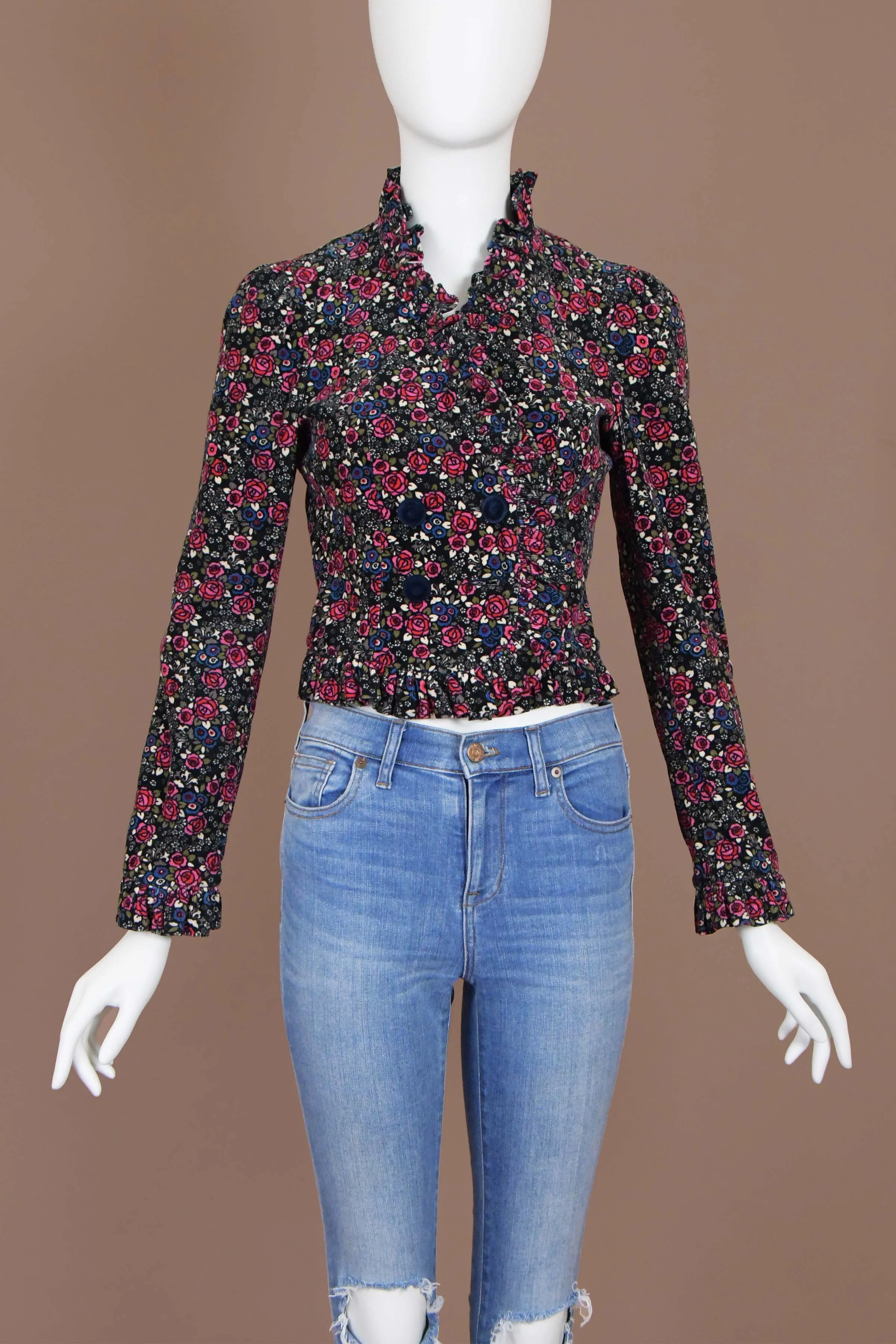 Betsey Johnson Rosebud Print Corduroy Jacket (XS/S)
