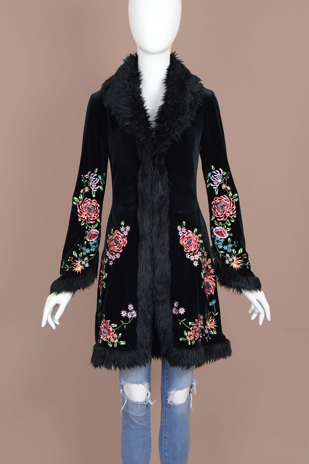 Betsey Johnson Vintage Velvet Faux Fur Trim Jacket (S) — Boontique