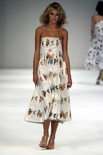 Tata Naka Colorful Faces Print Strapless Dress (S)  Boontique