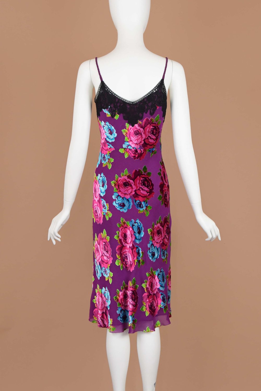 Betsey Johnson Burnout Velvet Vintage Slip Dress (S)  Boontique