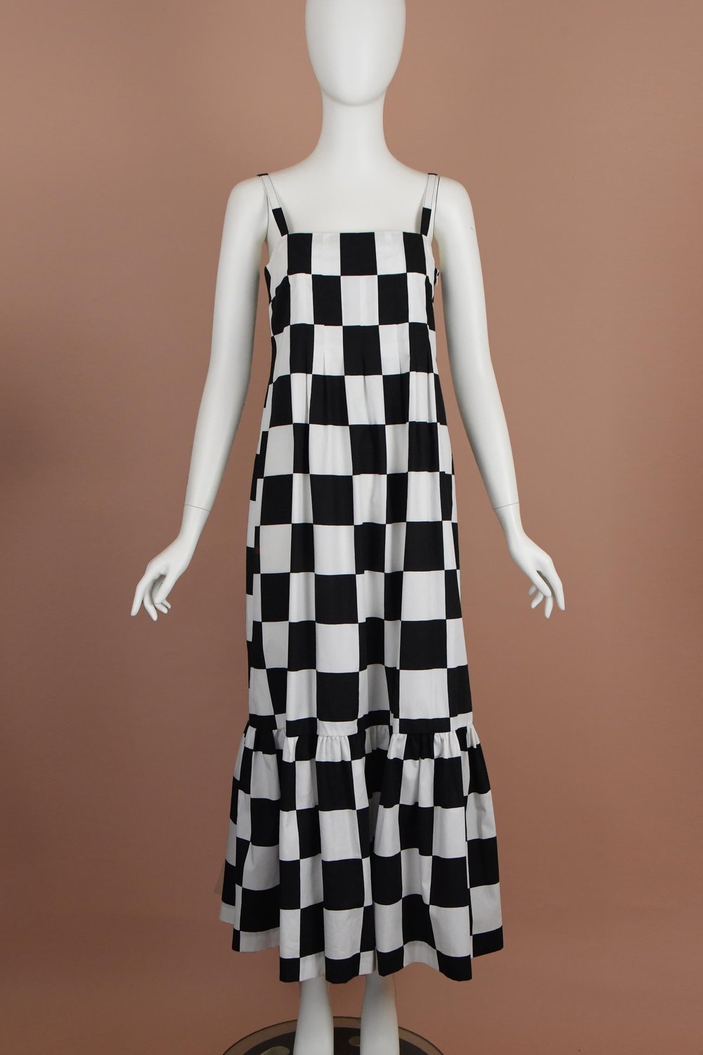 Marimekko Full Length Black and White Checker Cotton Dress (S/M)  Boontique