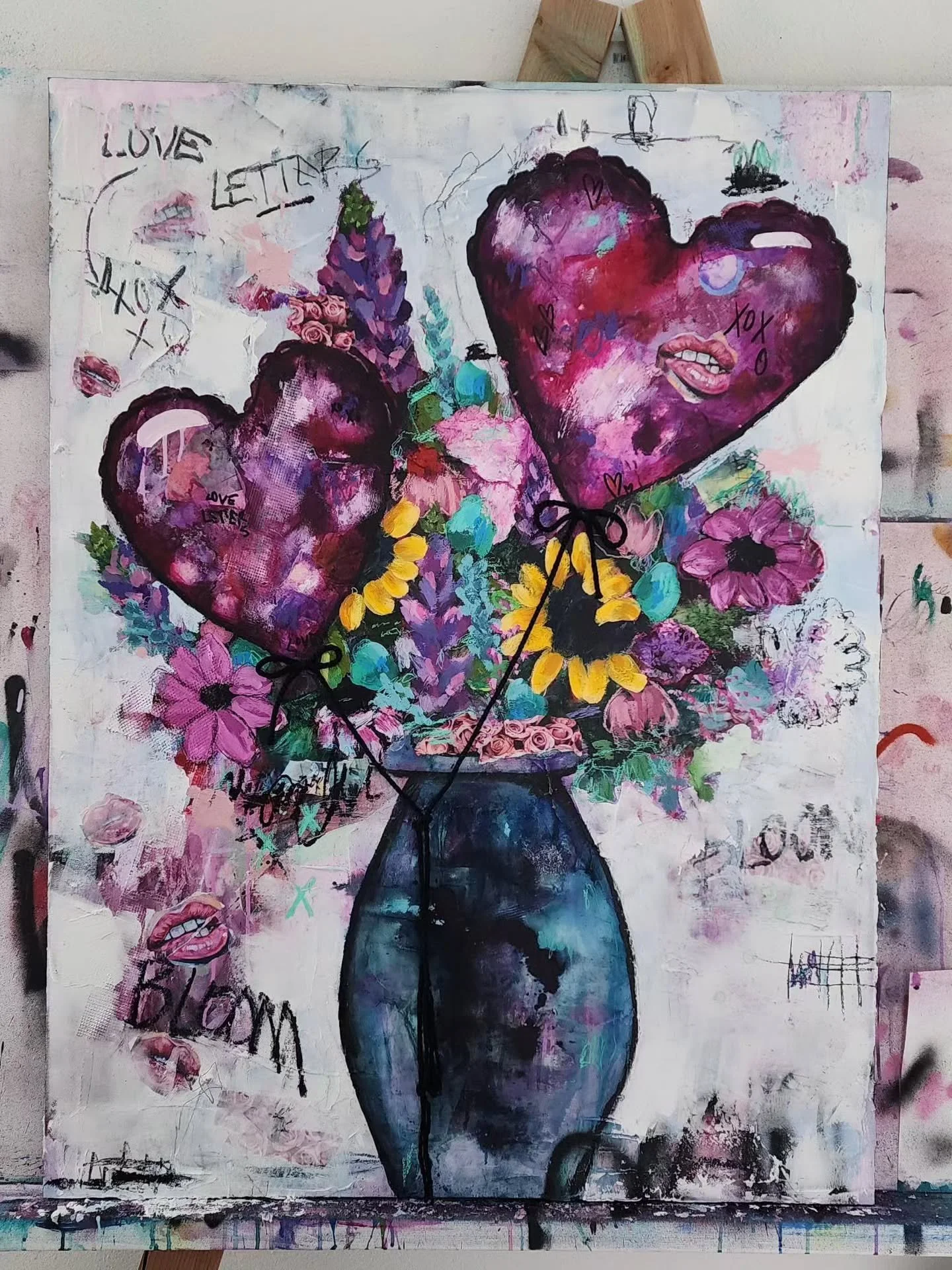 I AM &quot;A Bouquet of Soft 💋 Kisses&quot;
36&quot; x 48&quot;
Mixed Media Collage
Available for purchase 

🥰