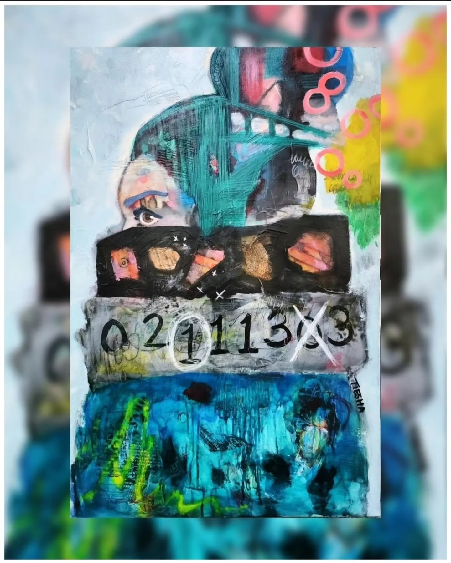 Vibrant and BOLD......LOOOOOVE IT. I AM about to start a new project soon....full of GOODNESS🙏🏾🙌🏾💕. 

I AM &quot;Thinking Outside the Box&quot;
24&quot; x 36&quot;
Mixed Media Collage 
Sold