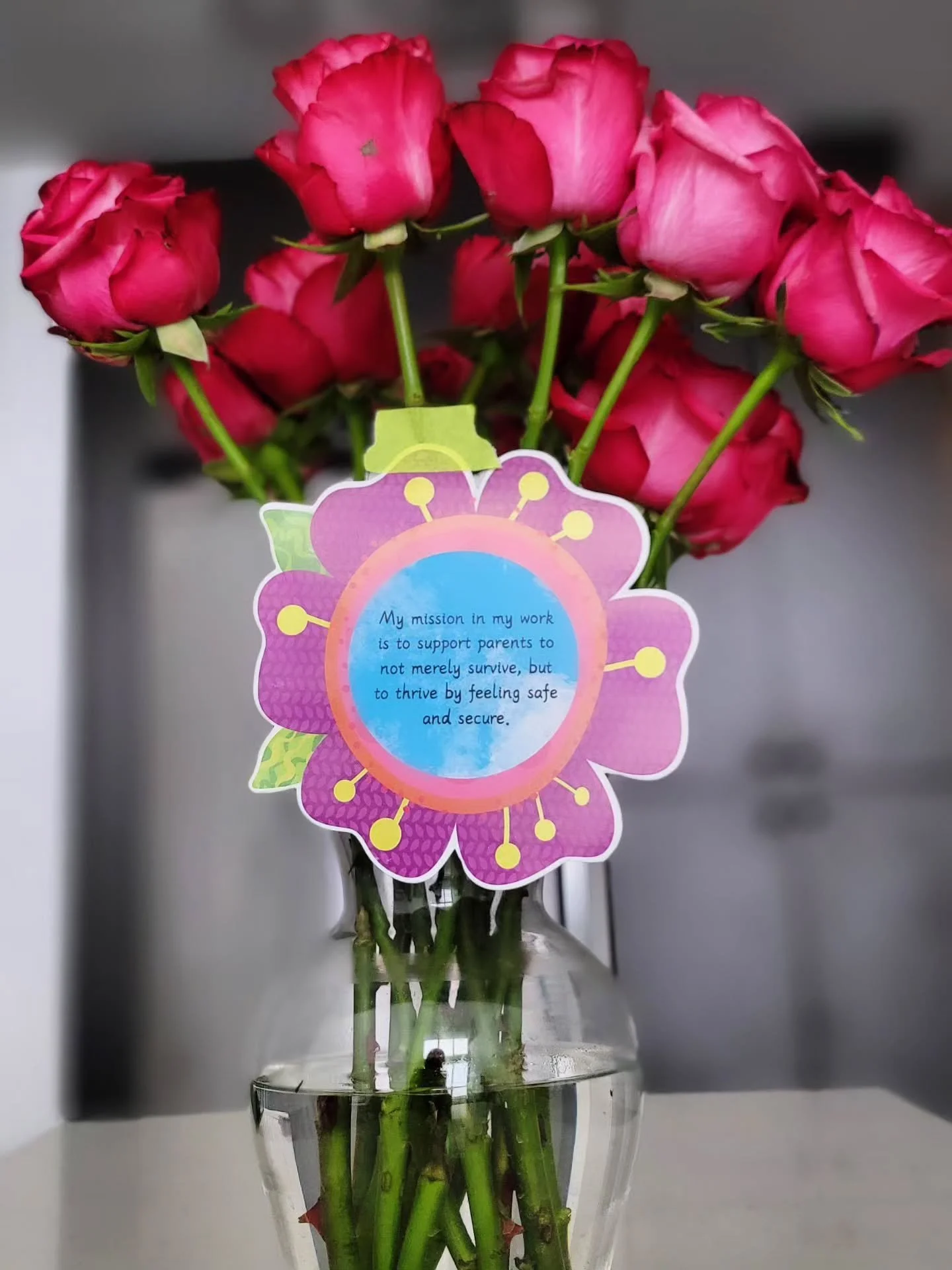 While attending an event, I was invited to randomly pick a 🌼 from a pile. I didn&rsquo;t see the message until after. "My mission in my work is to support parents (families) to not merely survive, but to thrive by feeling safe and secure."