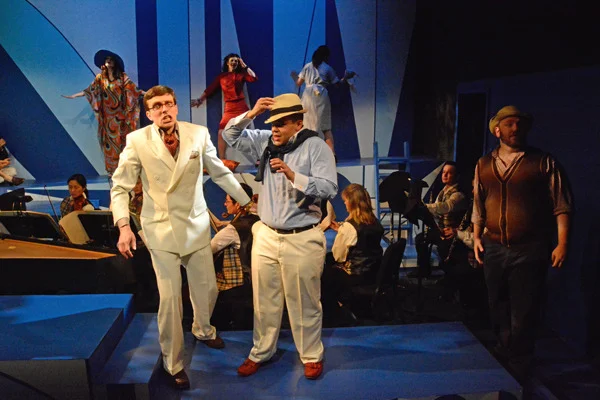 
Eusebio (J. Kapusta), Alberto (K. Miller), Martino (M. Singer)
in background Ernestina as Berenice (L. Pojanowski), Berenice as Ernestina (S. Apostolou)
cello (M. Mason), flute (M. Lancaster), oboe (S. Znatchenii)
Phot