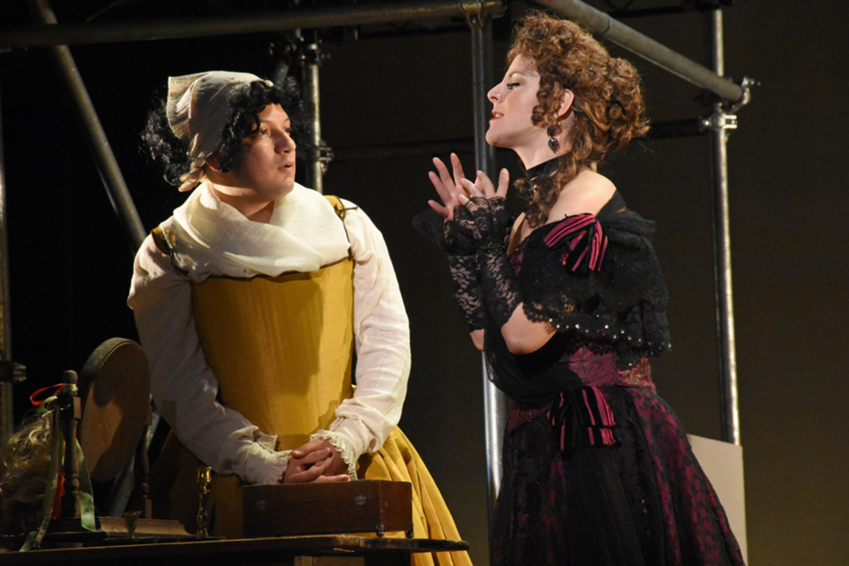   Male Emilia (O. Iraheta) and Nell Gwynn (S. Apostolou) - Photo by Tina Buckman  