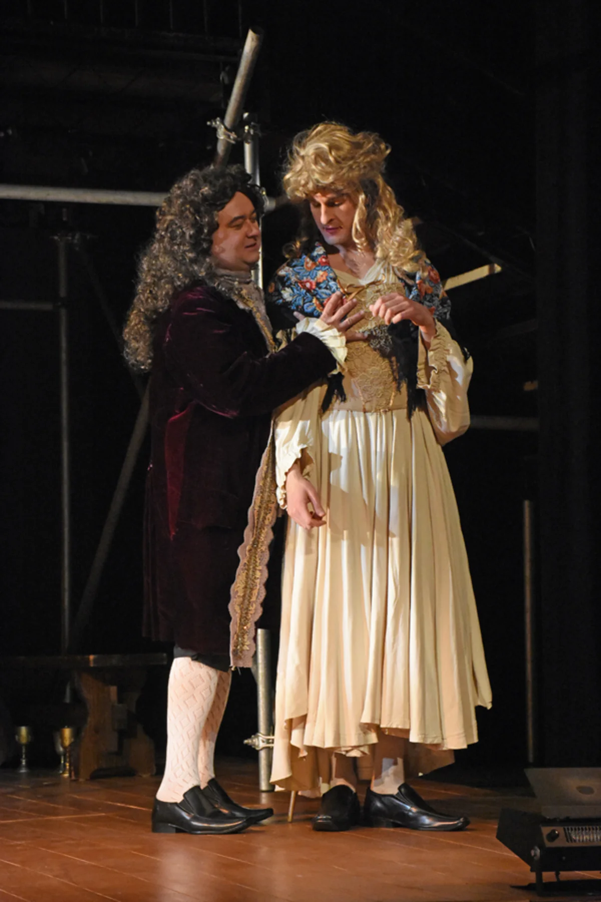 Sir Charles Sedley (R. Melo) encounters Kynaston (M. Kelly) - Photo by Tina Buckman
