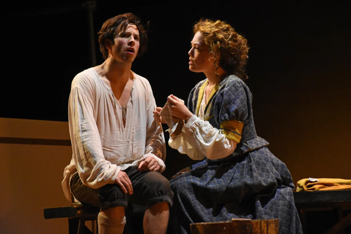 Kynaston (S. Owens) and Margaret Hughes (J. Sandidge) - Photo by Tina Buckman