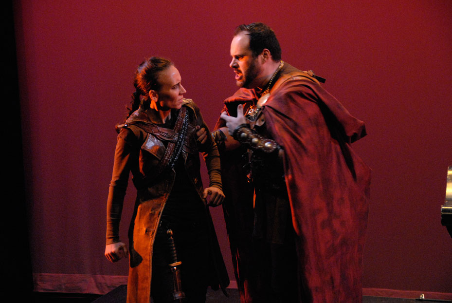   Sifare (Jennifer Tiller) &amp; Mitridate (Luke Grooms) 
  photo by Tina Buckman   