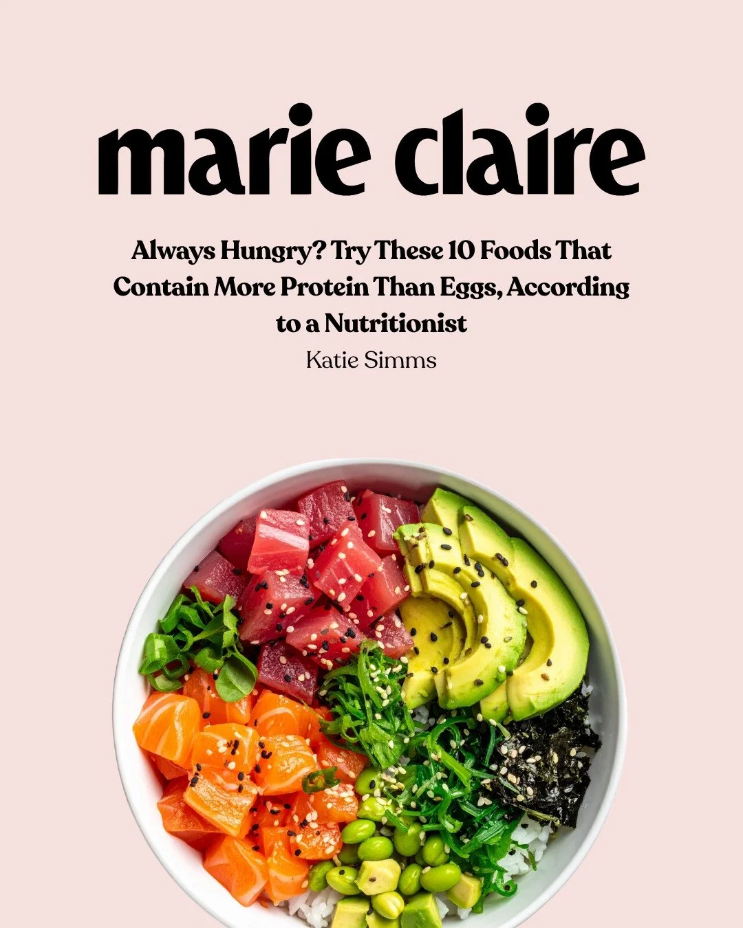 I was delighted to be interviewed for Marie Claire&rsquo;s recent feature on foods that contain more protein than eggs &mdash; a great conversation about the many ways we can meet our protein needs through a varied and balanced diet.⁠
⁠
In the articl
