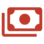 The money icon represents the accurate postage you get with a postage meter.