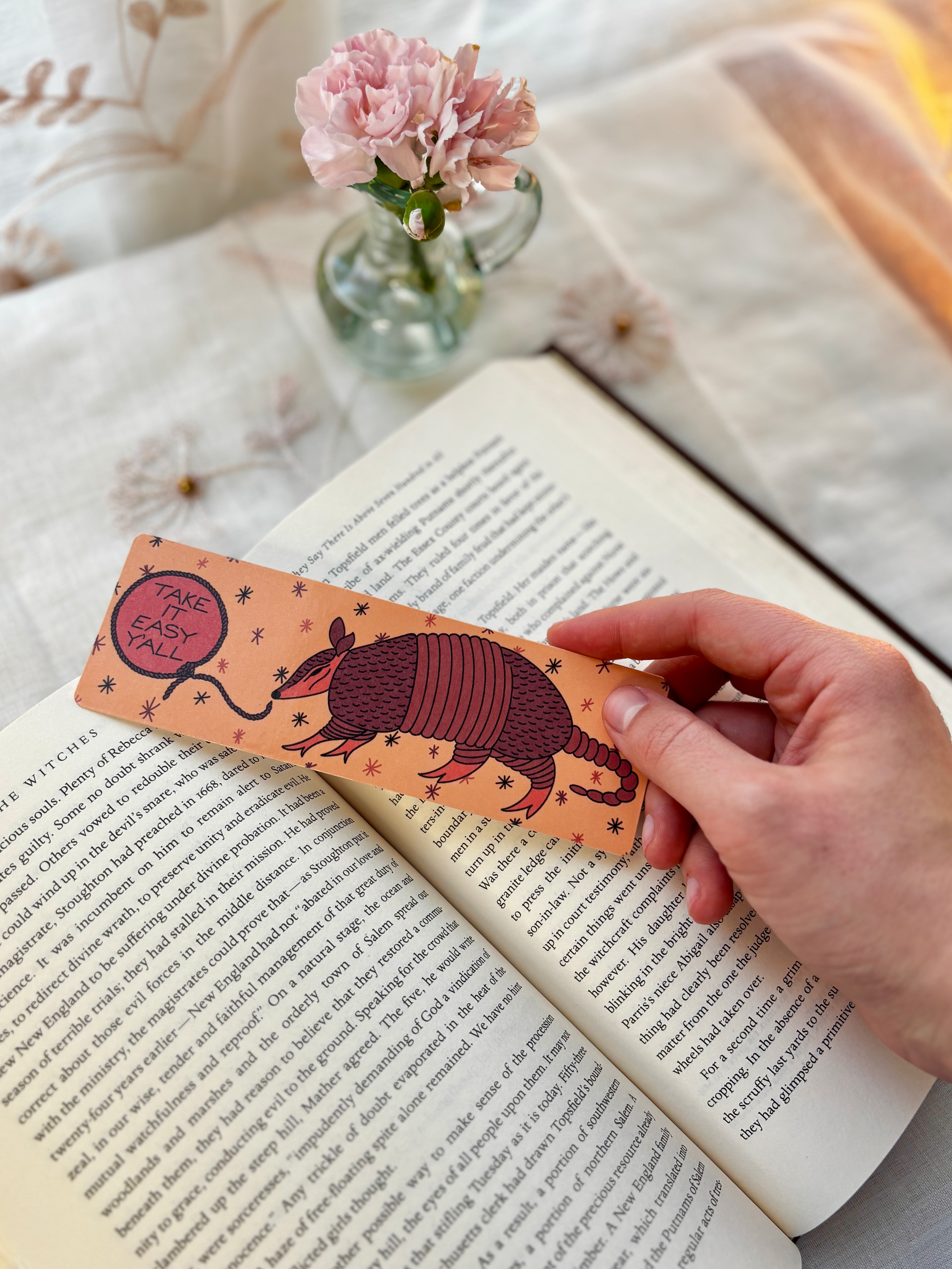 Take It Easy Y'all 9 Banded Armadillo Bookmark_Petrichor and Co_Texan Bookmark_Texascore_Cottagecore.png