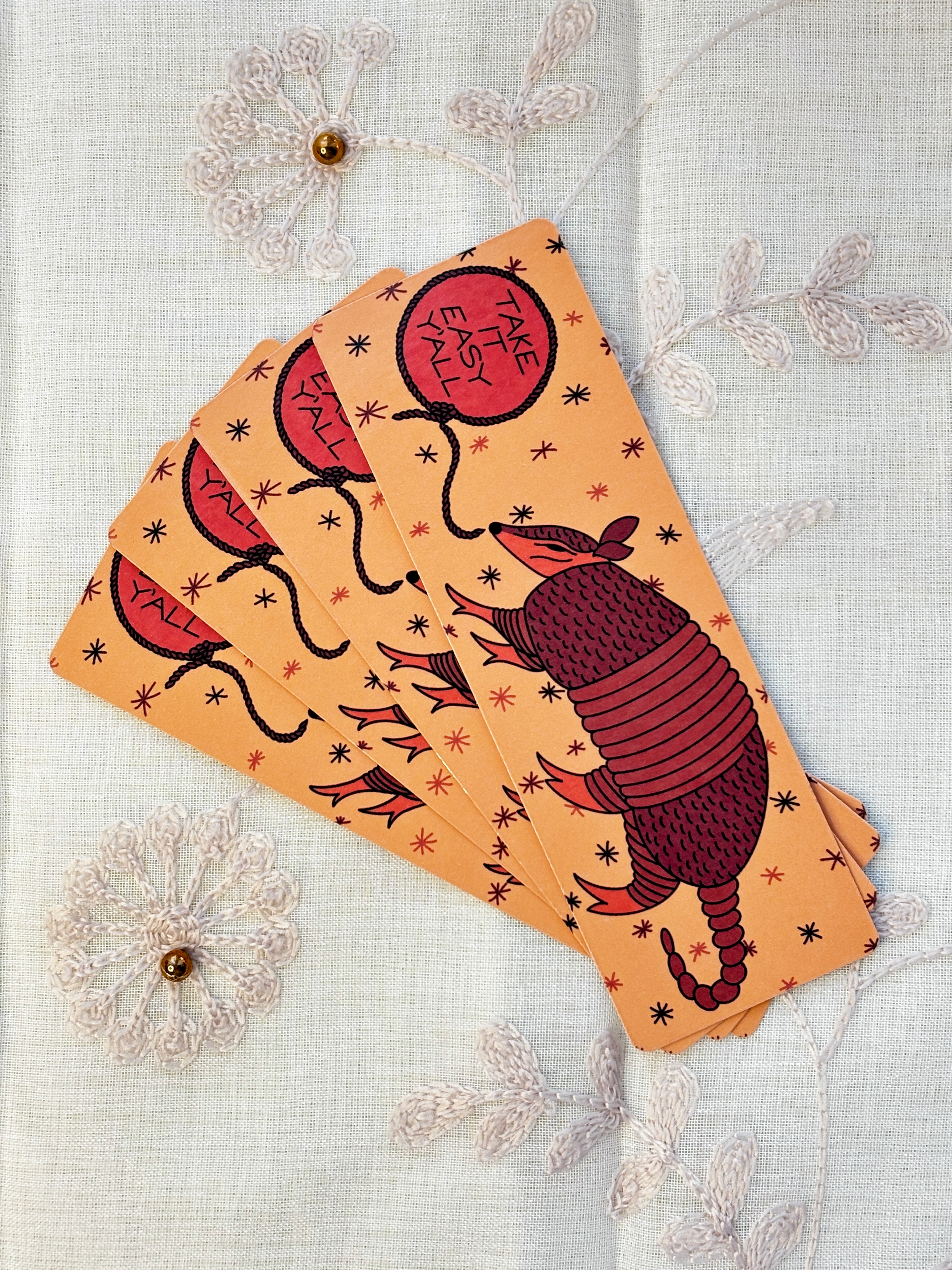 Take It Easy Y'all Nine Banded Armadillo Bookmark_Texan Bookmark_Texascore_Cottagecore.png