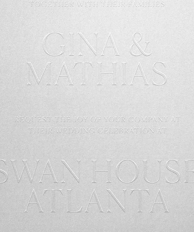 Not everyone is brave enough to go for full embossed suite, but for the incredibly stylish G&amp;M, we doubled up on the embossing pressure for a more defined look (the photo doesn&rsquo;t quite do it justice!) and *triplexed* the cotton stock (🤩) s