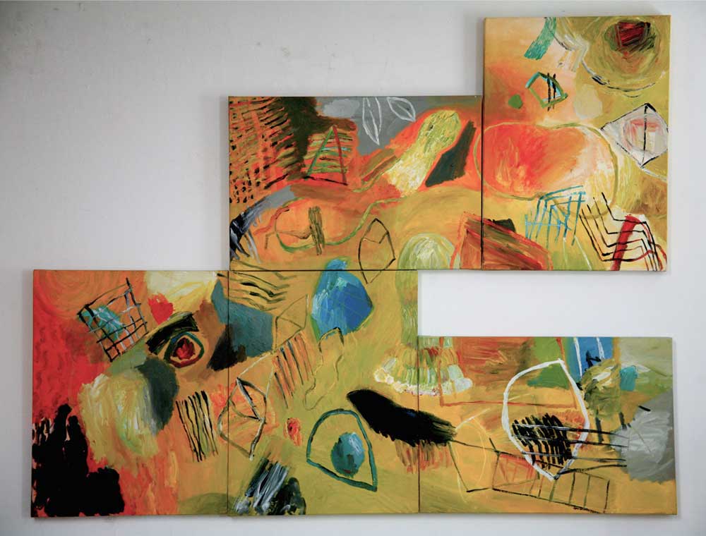 Aureole ; acrylic/canvas; five sections; 60”x72”