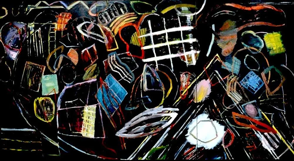 Phoenix ; acrylic/canvas; triptych; 48”x108”
