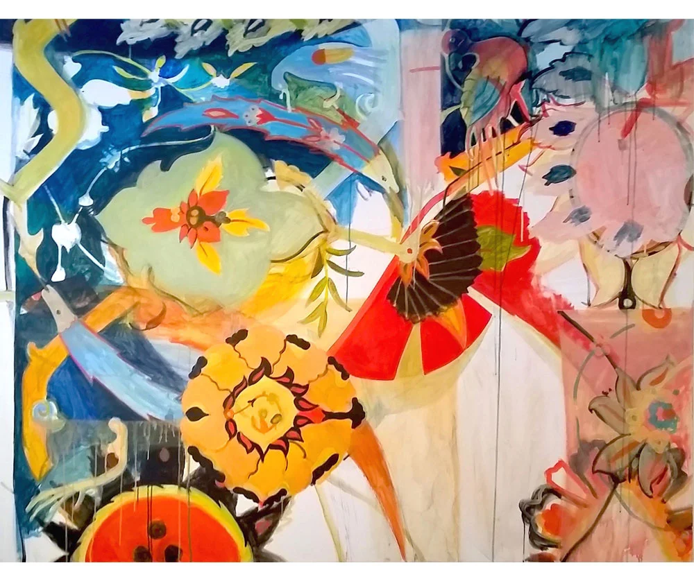 Throne Rug with Two Venuses ; acrylic/canvas; 60”x72”