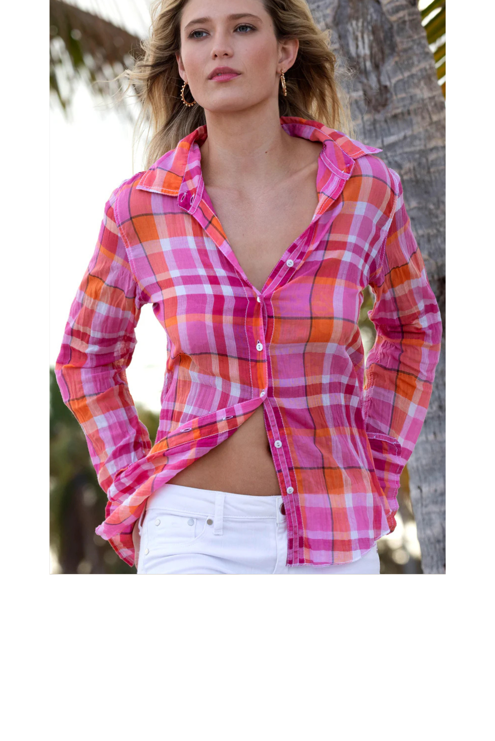 Vivid Button Down Shirt - Pink Plaid