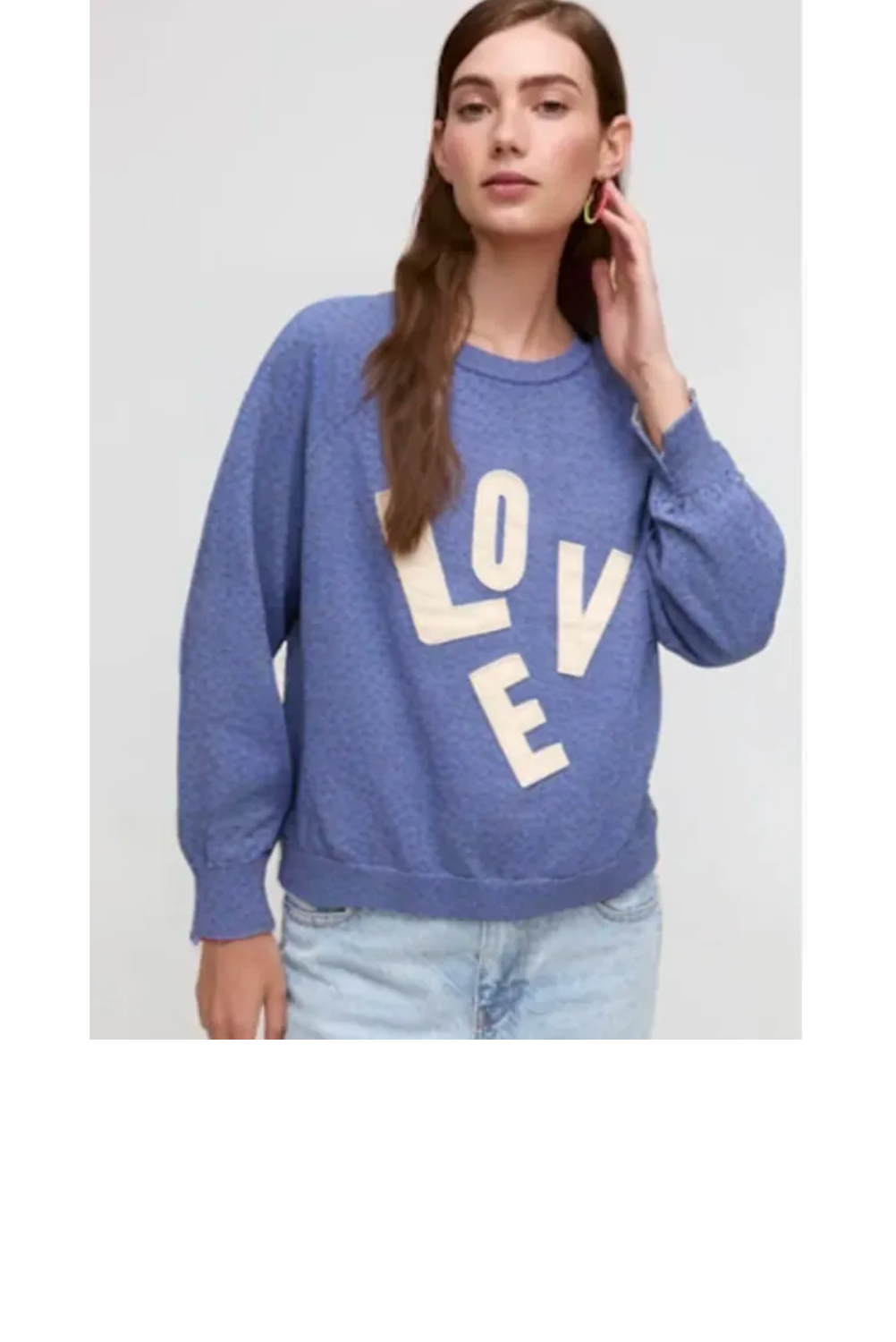 LOVE Crewneck Sweater - Azure/White