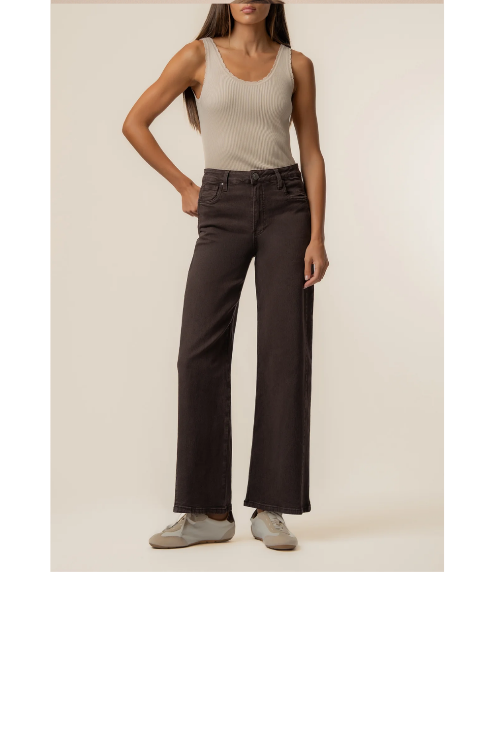 Meg High Waist Wide Leg Jeans - Chocolate