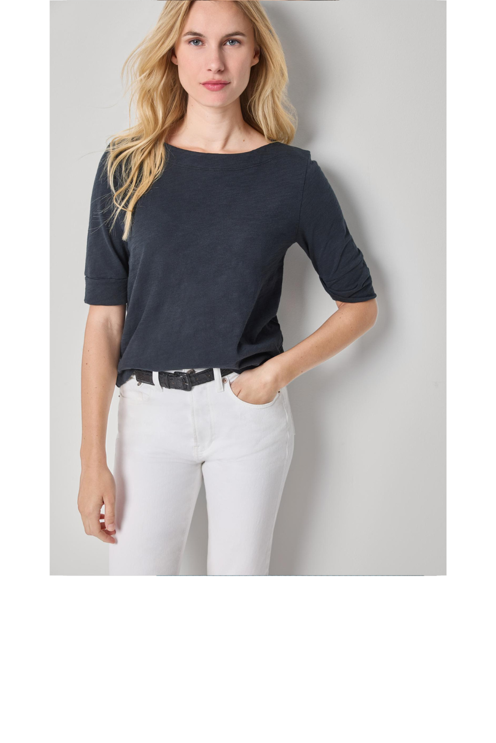 Cuffed Sleeve Boatneck - Black