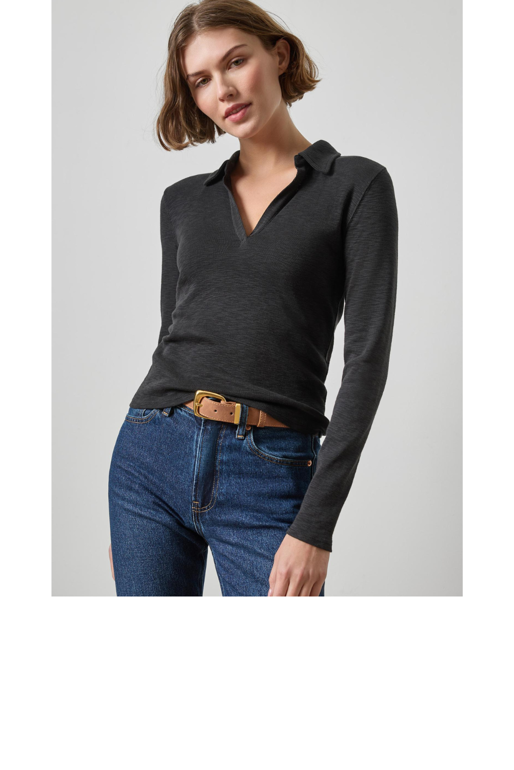 Long Sleeve Polo Neck - Black