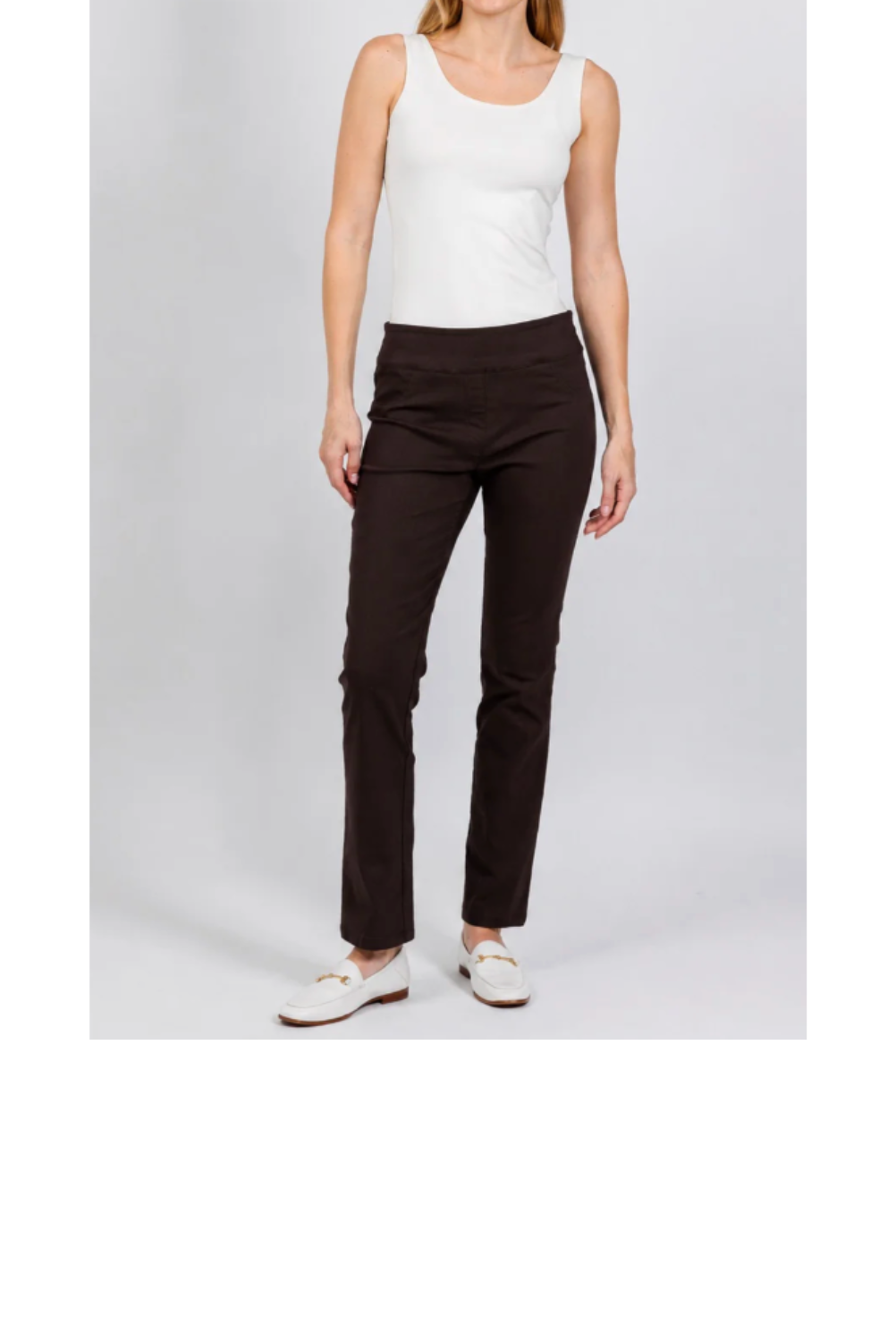 Control Stretch Faux Jean- Chocolate