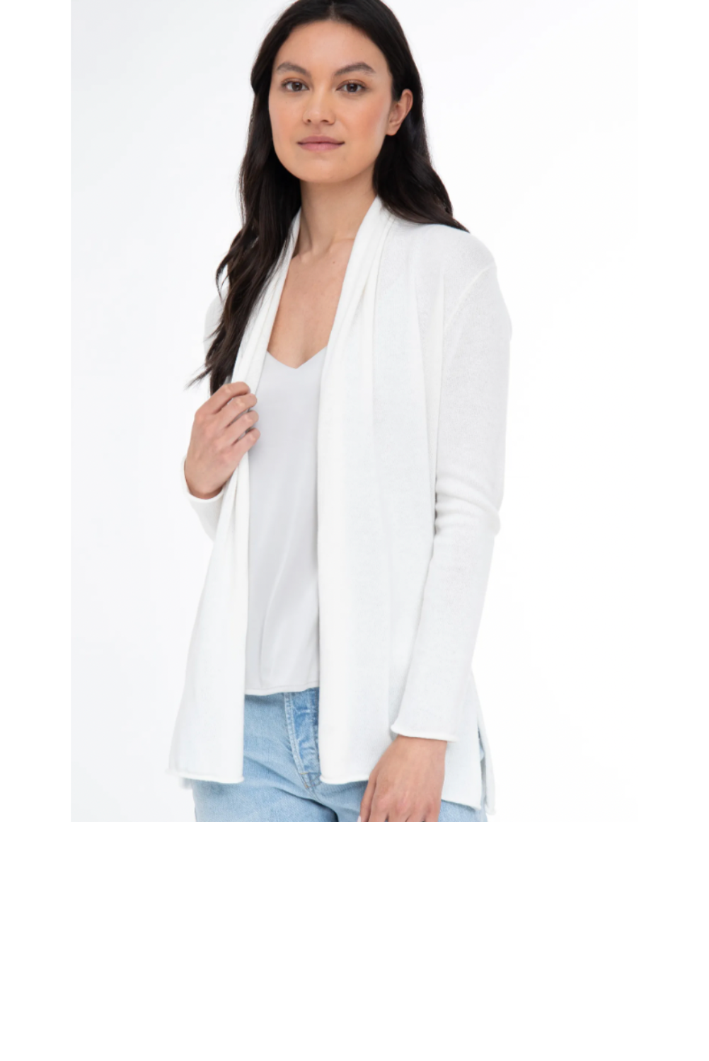 Cotton Cashmere Mini Duster -White