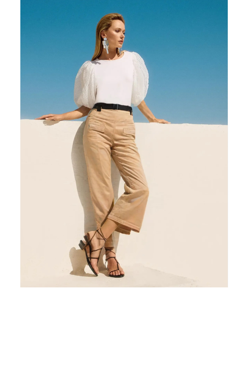 Modern Wide Leg Twill Pants - Camel