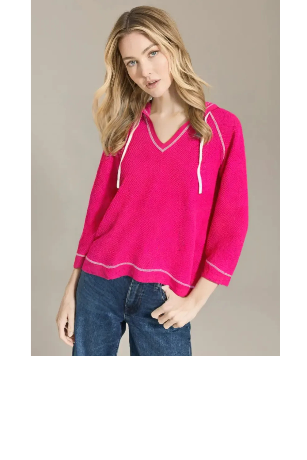 Waffle Stitch Hoodie - Hot Pink